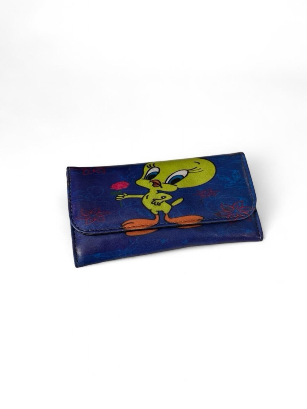 Vintage Blue Tweety Bird Wallet with Yellow Cartoon Graphic